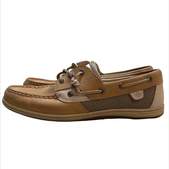 SPERRY - Songfish Topsider Tan and Cream Boat Shoes - Size 11 - Picture 2 of 10